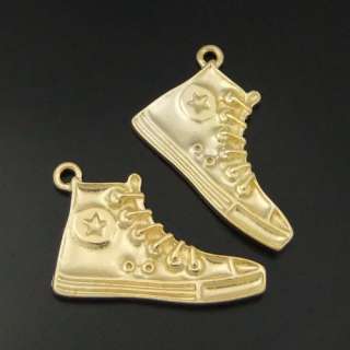 Gold Look Sneaker Necklace Charms Pendants 20pcs 04332  