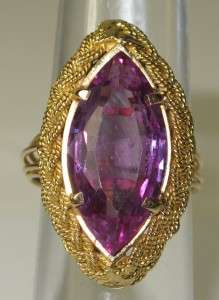  Yellow Gold 3.50ctw Amethyst Ring Size 6.5~Retail $2500. 6.8g  