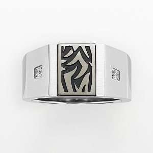   AXL by Triton Stainless Steel Diamond Accent Tattoo Band Ring Jewelry