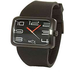 Nice Italy Mens Black Rubber Strap Watch  