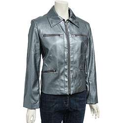 Nuage Womens Pearlized Leatherette Jacket  