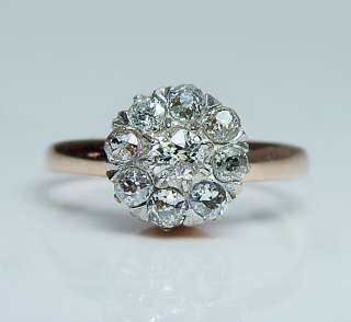   Mine Cut Diamond Engagement Ring 14K Pink Gold Estate Jewelry  