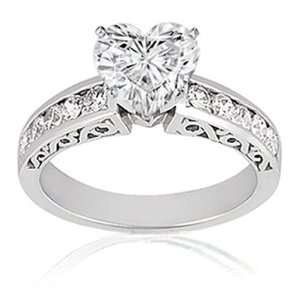 20 Ct Heart Shaped Diamond Vintage Hand Engraved Engagement Ring 14K 