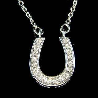   Crystal ~HORSESHOE~ Western Wedding Celebrity Pendant Chain Necklace