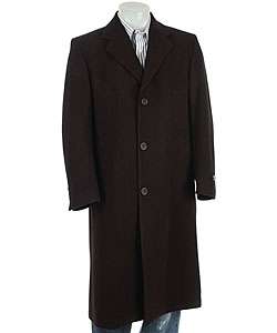 Adolfo Mens Brown Wool Single breasted 3 button Overcoat   