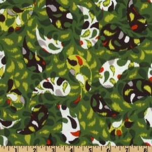 44 Wide Theory Teardrop Paisley Green/Brown Fabric By 