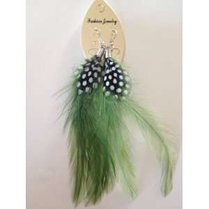  Feather Drop Earrings (Green) 