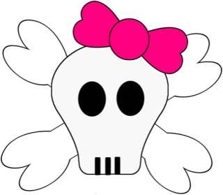 Girly Skull With Pink Bow Iron On Transfer #1  