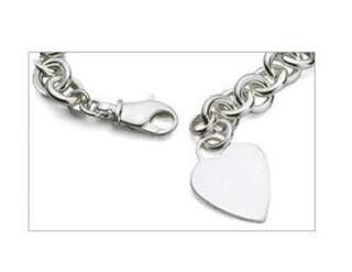 Big Bold 925 Sterling Bracelet w/Heart Tag 7.25 ~45g  