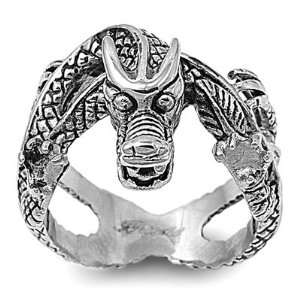 Stainless Steel 20mm Fierce Dragon Ring (Size 9   15 