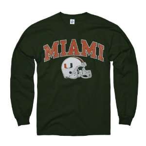 Miami Hurricanes Dark Green Football Helmet Long Sleeve T Shirt 