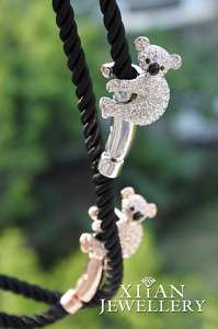 Lovely Silver Plated Swarovski Crystals Koala Necklace  