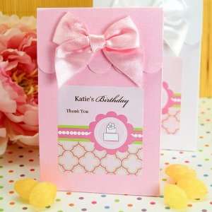 Personalized Pink Cake Themed Candy Bags (2 Sets of 12 
