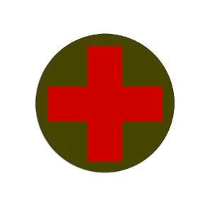  Round Combat Medic Cross Logo (Red Cross in Army Green 