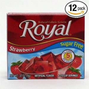Royal Gelatin, Sugar Free, Strawberry, 0.32 Ounce (Pack of 12)  