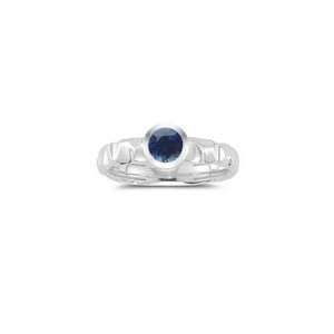  0.59 Cts Blue Sapphire Solitaire Ring in 14K White Gold 6 