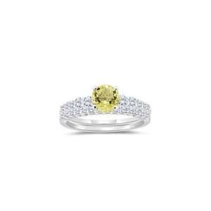  0.58 Cts Diamond & 0.85 Cts Lemon Citrine Matching Ring 
