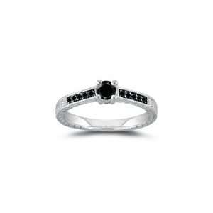  0.39 Cts Black Diamond Ring in 14K White Gold 3.0 Jewelry