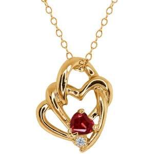  0.37 Ct Heart Shape Red Garnet and Topaz Gold Plated 