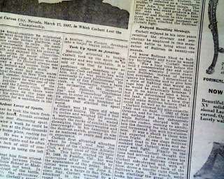 1933 JAMES Jim CORBETT Boxing Boxer DEATH Old Newspaper  