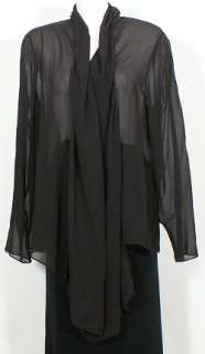NWT EILEEN FISHER Black Sheer Silk Cascading Jacket 1X  