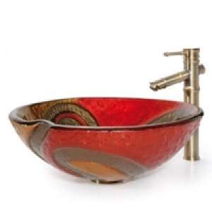   Copper Snake glass vessel sink with Gold Bamboo Faucet