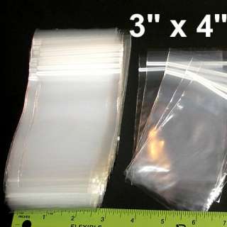 200 3 x 4 inch ziplock bags clear 2 mil thickness