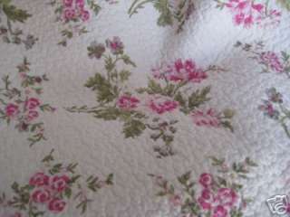   BEACH COTTAGE COUNTRY CLASSIC CHIC WHITE PINK ROSE BLOSSOM QUILT QUEEN