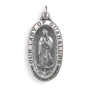  Sterling Silver Oxidized Our Lady of Guadalupe Medallion 