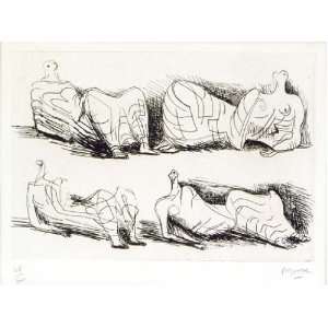   Henry Moore   24 x 18 inches   Four Draped Reclining Figures Home