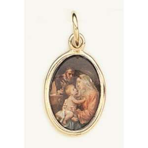  Gold Plated Religious Medal   Holy Family Jewelry
