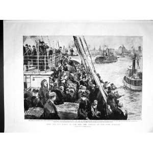 1893 NEW YORK HARBOUR SHIPS FERRY BOATS EMIGRANTS 