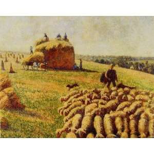   name Flock of Sheep in a Field after the Harvest, by Pissarro Camille
