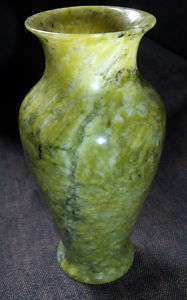 small hand carved sage green jade stone vase  