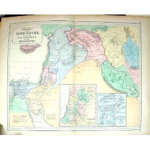   Antique Map C1855 Travels Patriarchs Israelites Cyprus Canaan Damascus