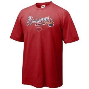 Nike Atlanta Braves Red Youth Practice T shirt Sports 