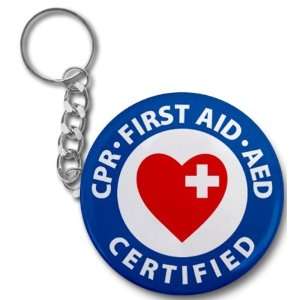 Creative Clam Cpr First Aid Aed Certified 2.25 Button Style Key Chain