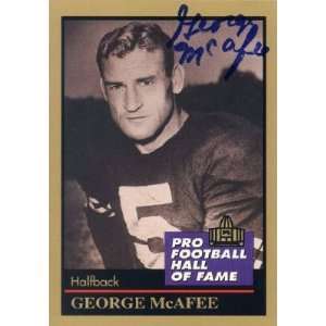  George McAfee Autographed 1991 ENOR Pro Football Hall of Fame 