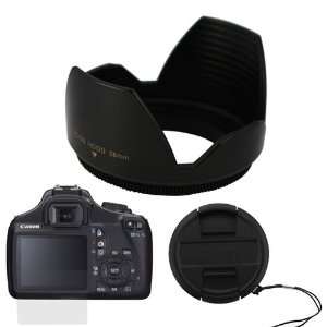  GTMax Exact Fit Clear LCD Screen Protector + 58mm Flower Lens Hood 