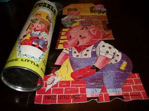 VINTAGE JIGSAW PUZZLE THREE LITTLE PIGS HG TOYS NY 50  
