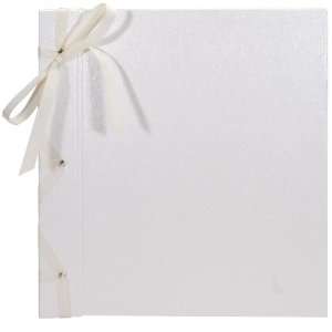 Books by Hand BBHK105 5 Large Ribbon Bound Scrapbook, White Ostrich 