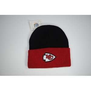  Kansas City Chiefs Cuffed Red Black Beanie Winter Hat Cap 