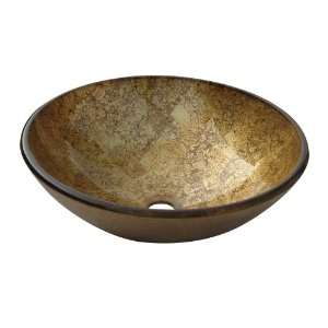  Decor NICOLE Round Glass Basin Vessel Sink, Gold