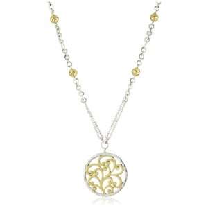LOIS HILL Two Tone Open Scroll Open Disk Pendant with Bead Stations 
