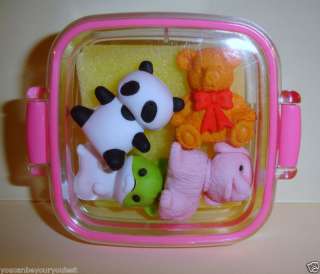Japanese Puzzle Erasers 4 Cuddly Animals Tiny in Case  
