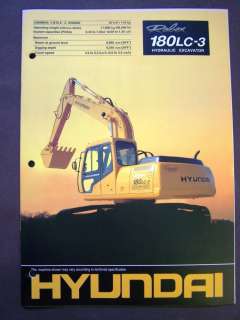 Hyundai Robex 180LC 3 Hydraulic Excavators Brochure/Specs Book  