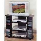 ORE Corner TV Stand with CD Rack and Casters in Black Finish