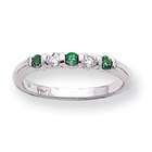   14k White Gold 2.25mm Emerald Diamond anniversary Band Ring   Size 6