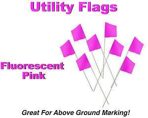 Fluorescent Pink Utility Marking Flags 100/Bundle  