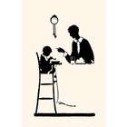    Homemaker or maid serves small boy in a high chair   12x18 Print
